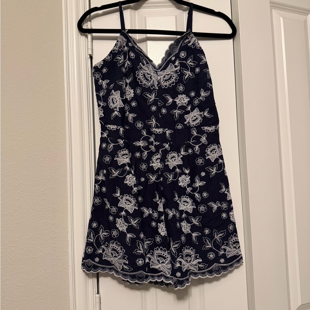 Altar'd State Navy with White Floral Embroidery